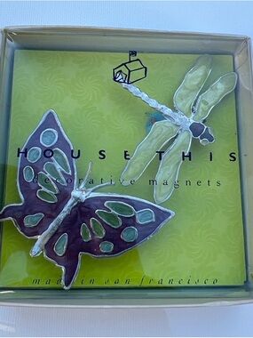 Vintage House This Butterfly Dragonfly Magnet Set NIB Made in San Francisco USA